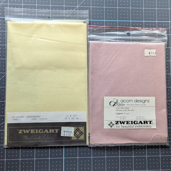 Zweigart Cross Stitch Fabric - Set of 2 - Hardanger 22 ct & Lugana 27 ct - Picture 1 of 4